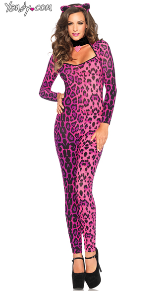 Pretty Pink Pussycat Costume, Pink Panther Costume, Sexy Pink Panther Bodysuit