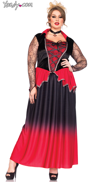 Plus Size Bitten Beauty Costume, Plus Size Vampire Costume, Plus Size Red and Black Costume