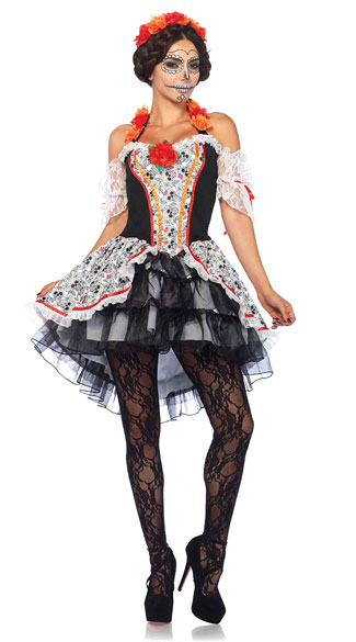 Sexy Sugar Skull Senorita Costume, Sexy Day of the Dead Costume, Sexy Dia De Los Muertos Costume
