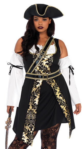 Plus Size Black Sea Buccaneer Costume, Plus Size Sexy Pirate Costume - Yandy.com