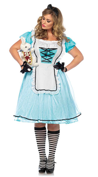 Plus Size Tea Time Alice Costume, Plus Size Sexy Alice Costume, Plus Size Blue Alice Costume