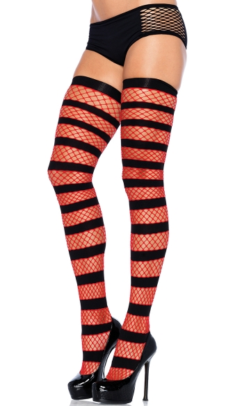 Red And Black Striped Fishnet