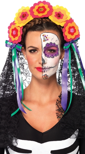 Day of the Dead Flower Headband, Dia De Los Muertos Accessory