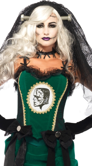 Bride of Frankenstein Veil, Black Lace Veil, Black Costume Veil