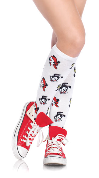 Animaniacs Knee High Socks, White Knee High Stockings, Animaniacs Socks