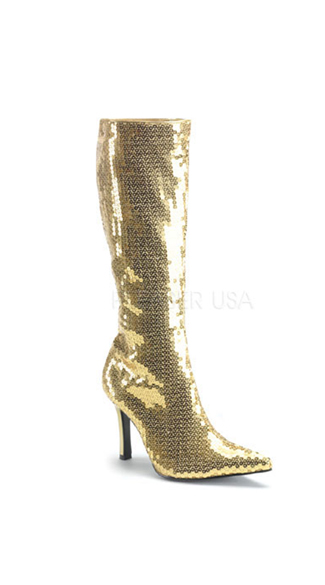 Sequin Mirror Boot with 3 1/4\" Heel