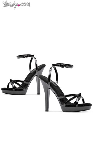 5\" Black Strappy Sandal, Sandal with a 5 Inch Heel