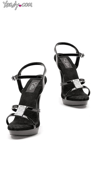 5\" Rhinestone Studded Sandals, Black Studded Shoes
