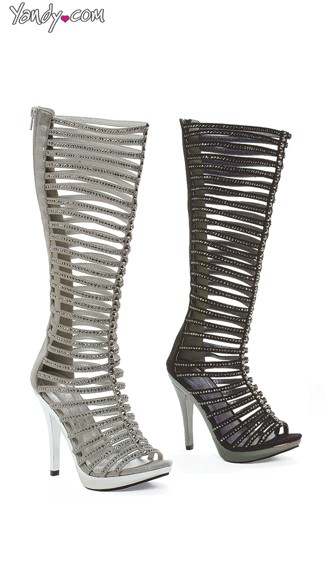 5\" Knee High Multi Strap Sandals, Studded Sandals, Studded Gladiator Shoes