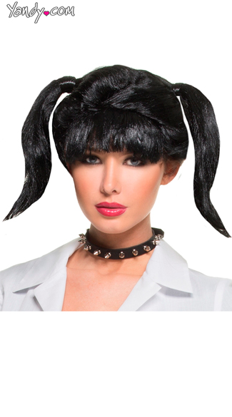 Abby\'s Wig, Abby NCIS Black Wig, Black Wig With Pigtails