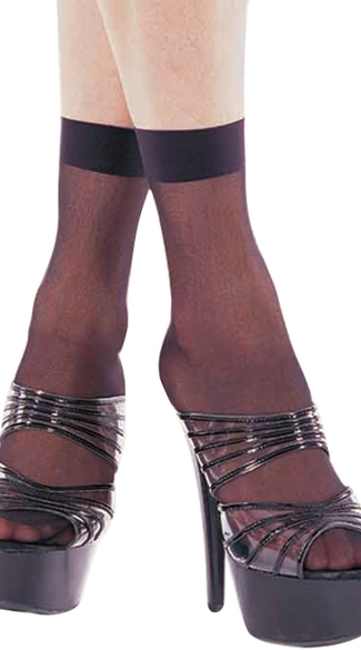 Sheer Ankle High, Ankle High Stocking, Black Sheer Ankle High Stocking