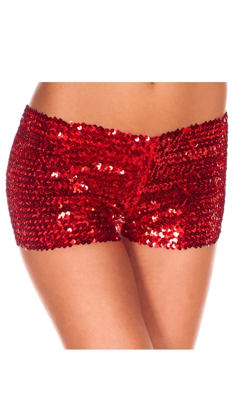 Sequin Booty Shorts, Red Sequin Shorts, Silver Sequin Shorts