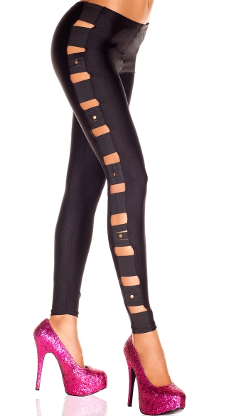 Cut Out Side Leggings, Embellished Leggings, Womens Leggings