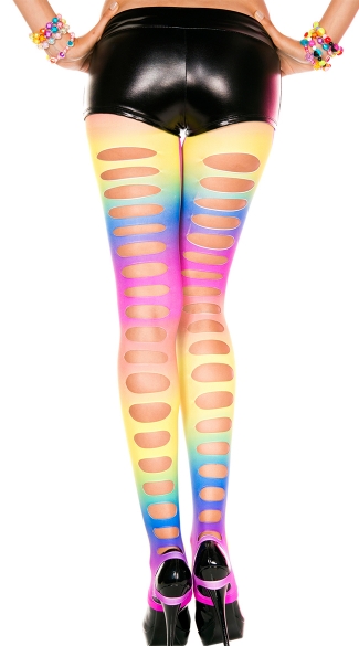 Rainbow Pothole Leggings, Big Hole Spandex Stirrup Leggings