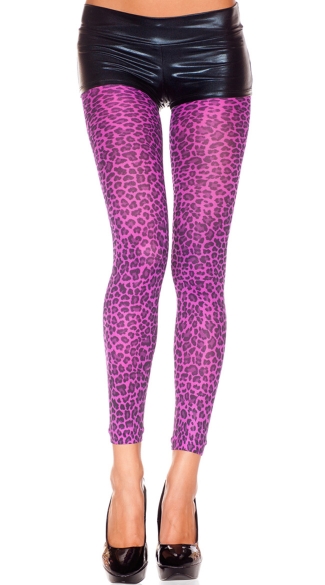 Opaque Purple Leopard Leggings