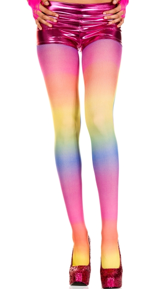 Opaque Rainbow Tights, Neon Rainbow Tights
