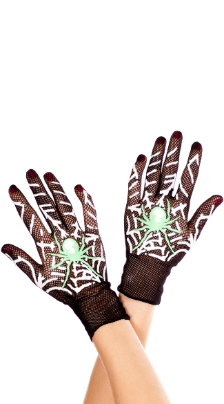 Spider Web Gloves, Web Print Costume Gloves
