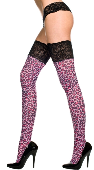 Purple Animal Print Thigh High