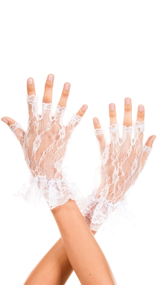Black Lace Mini Gloves, Fingerless Lace Gloves