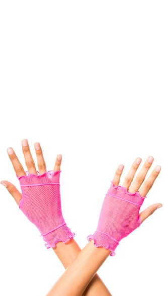 Flounce Fishnet Gloves, Rave Gloves, Neon Fingerless Gloves