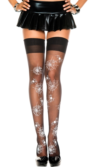 Sheer Thigh High with Spider and Web
