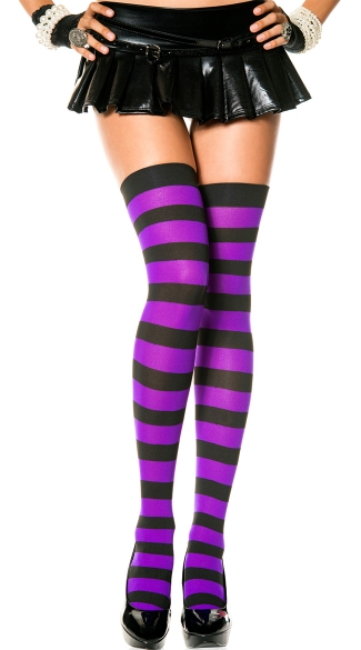 striped thigh high boots