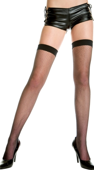 Fishnet Thigh Highs, Spandex Fishnet Thigh High, Solid Color Fishnet Hosiery