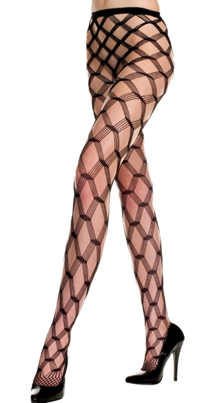 Multi Strands Diamond Net Pantyhose, Spandex Multi Strands Seamless Big Diamond Net Pantyhose, Fishnet Pantyhose