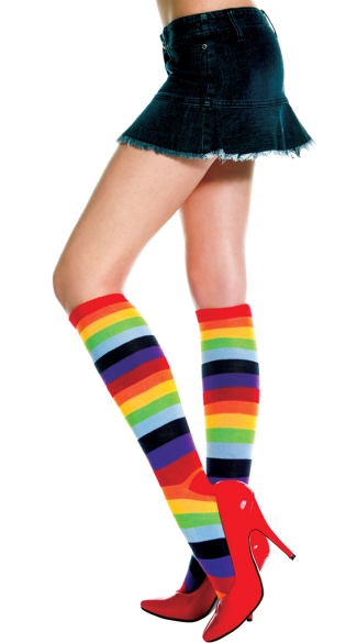 Rainbow Knee Socks, Rainbow Knee Highs, Costume Hoisery, Rainbow Hosiery
