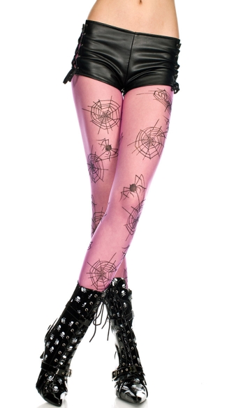Sheer Pantyhose with Spider and Web Print, Costume Hosiery, Spider Web Pantyhose