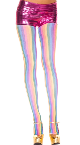 Pastel Rainbow Pantyhose, Rainbow Stripes Pantyhose