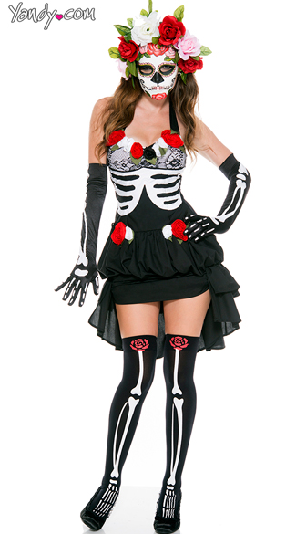 Mrs. Muerte costume, Sugarskull costume, Dia De Los Muertos Darling costume