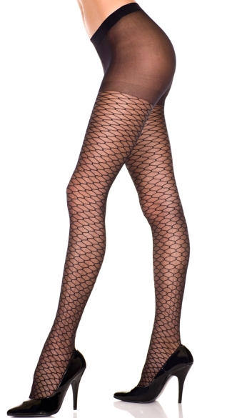 Sheer Pantyhose With Honeycomb Pattern, Honeycomb Pattern Sheer Pantyhose, Sheer Pantyhose With Honeycomb Print