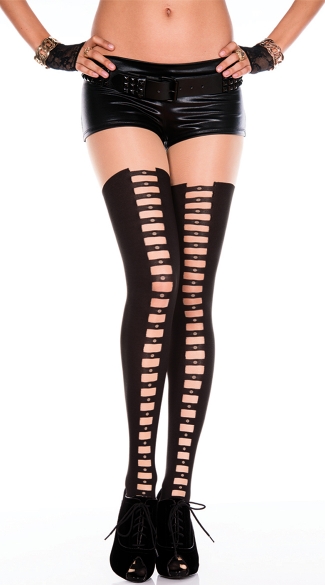 Black and Nude Ladder Print Pantyhose, Black and Nude Patterned Pantyhose