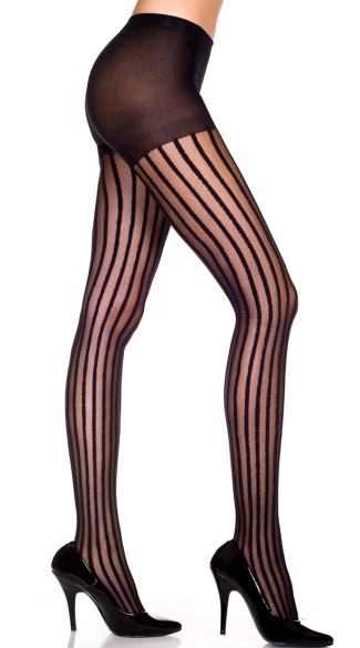 Pinstriped Sheer Pantyhose, Pin Striped Sheer Pantyhose, Sheer Pin Stripe Pantyhose