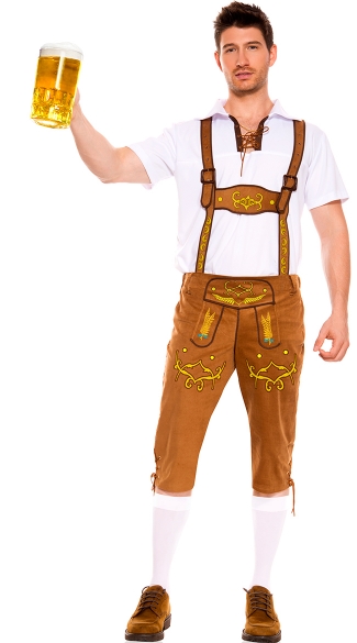 Mens Bavarian Lederhosen Costume, Mens Beer Costume, Mens Oktoberfest Costume