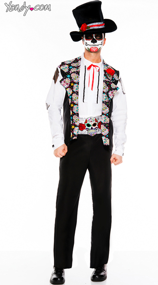 Men\'s Keeper Of Spirits Costume, Men\'s Day Of The Dead Costume, Men\'s Skeleton Costume