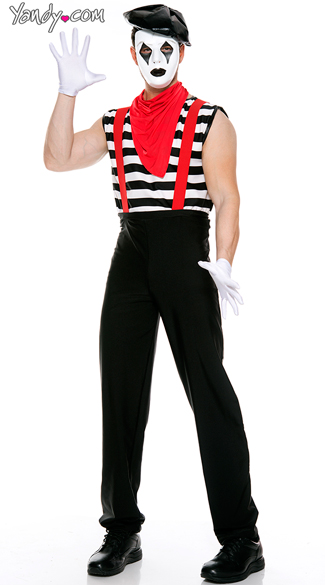 Men S Silent Mime Costume Mime Artist Costume French Mime Costume