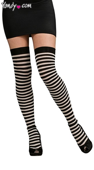 Midnight Striped Stockings