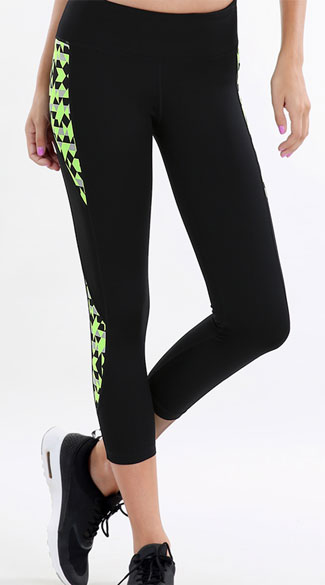 Neon Geometric Capris, Black Gym Pants, Black Yoga Pants