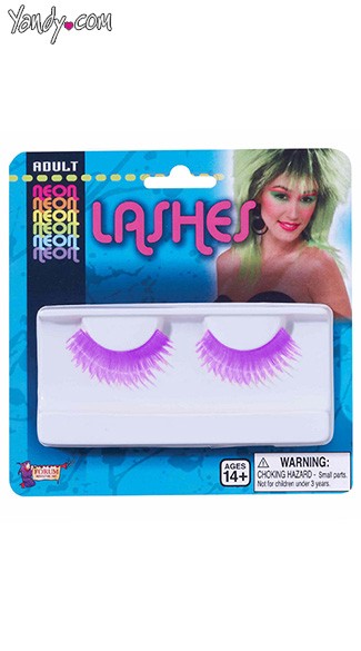 Neon Purple False Eye Lashes, Hot Purple False Eyelashes, Fake Eye Lashes, Neon Accessories