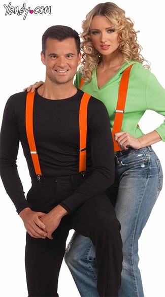 Neon Orange Suspenders, Neon Accessories, Suspenders, Neon Clothing
