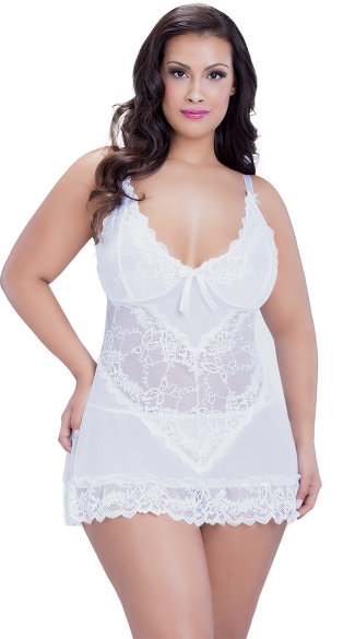Plus Size Flirty Lace Baby Doll, Plus Size Lace Babydoll