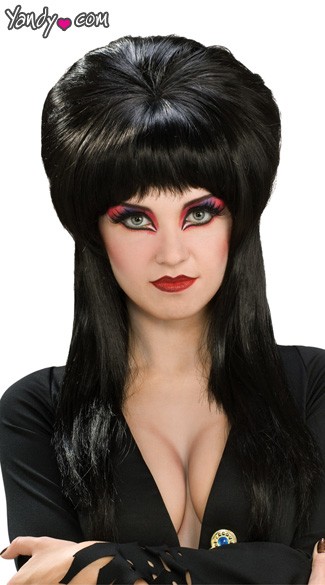 Official Elvira Wig, Sexy Elvira Wig, Long Black Wig, Evil Woman Wig