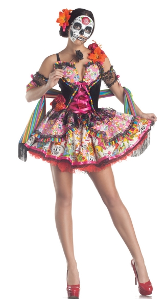 Deluxe Day Of The Dead Costume, Deluxe Dia De Los Muertos Costume, Sexy Day of the Dead Costume