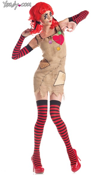 Voodoo Doll Costume, Women\'s Doll Costume, Voodoo Doll Halloween Costume
