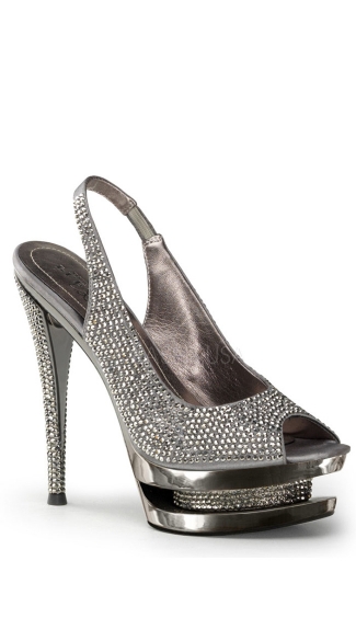 6\" Stiletto Heel, 1 1/2\" Dual Pf Peep Toe Slingback Sandal