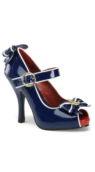 Blue Patent Sailor Shoes, Blue Pumps, Sailor Costume Shoes - Yandy.com
