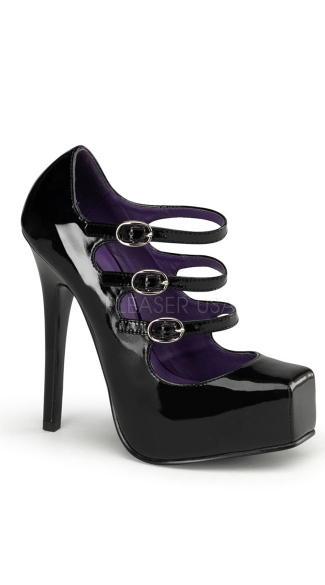 black heels 3 straps
