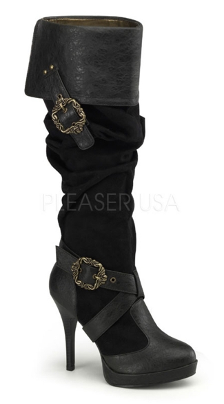 Cuffed Knee High Boots with Buckles, Cuffed Pirate Boots, Cuffed Boots - Yandy.com